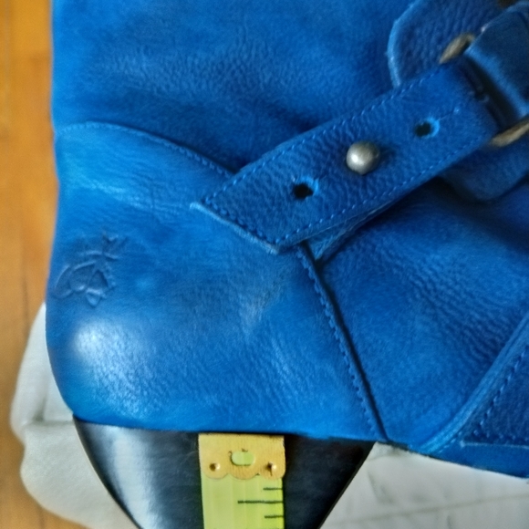 Women's Sz 11 BLUE luxury sophisticated pointed toe low heel buckle ankle boots - Picture 8 of 15